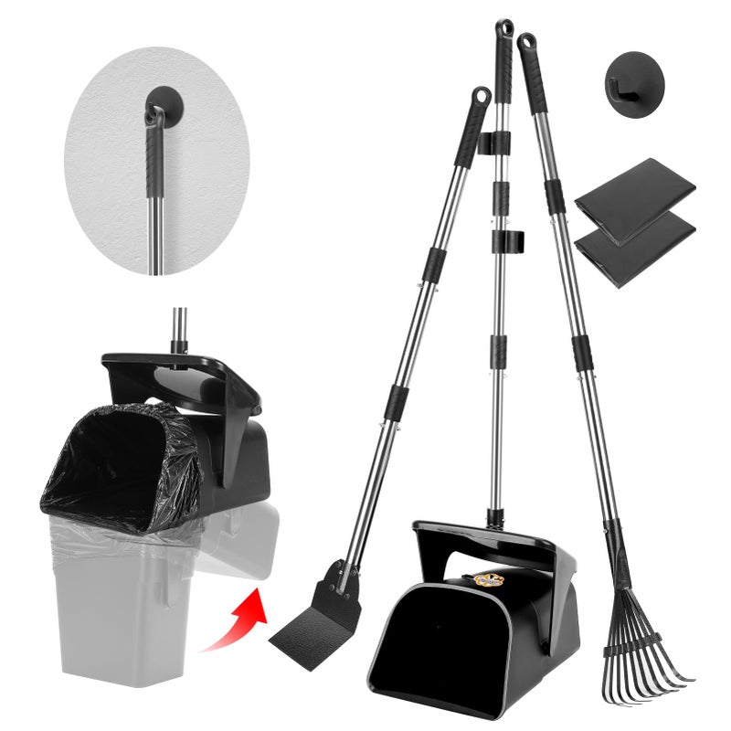 YGNNXRN Pooper Scooper Large Swivel Bin & Rake & Spade with 20 Waste Bags and 1 Hook, 39.3" Long Handle Metal Dog Pooper Scooper for Yard, Easy to Clean Pet Waste Use on Grass, Dirt, Gravel or Flats - Image 1
