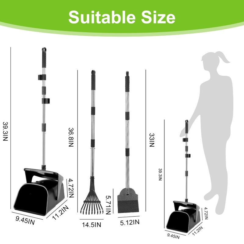 YGNNXRN Pooper Scooper Large Swivel Bin & Rake & Spade with 20 Waste Bags and 1 Hook, 39.3" Long Handle Metal Dog Pooper Scooper for Yard, Easy to Clean Pet Waste Use on Grass, Dirt, Gravel or Flats - Image 2