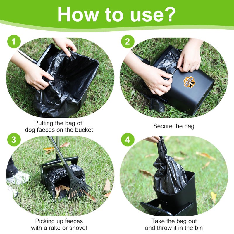YGNNXRN Pooper Scooper Large Swivel Bin & Rake & Spade with 20 Waste Bags and 1 Hook, 39.3" Long Handle Metal Dog Pooper Scooper for Yard, Easy to Clean Pet Waste Use on Grass, Dirt, Gravel or Flats - Image 4