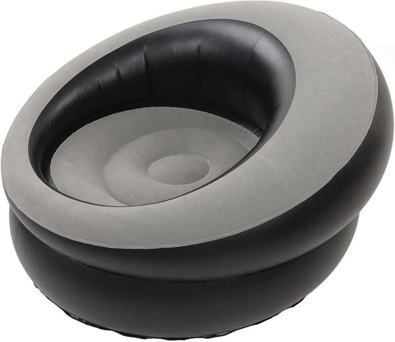 ZJchao Sofa, Inflatable Couch Inflatable Couch Flocking Inflatable Chair with PVC Material for Living Room Bedroom Reading Room Office Balcony Travel (Gray) - Image 1