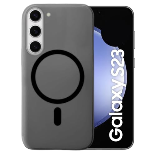 MAGICHUB Luxury Paper Thin Case Cover for Samsung Galaxy S23 5G | Matte Finish | Only Compatible with Wireless Magnetic Accessories | Compatible with magsafe | (Black) - Image 1
