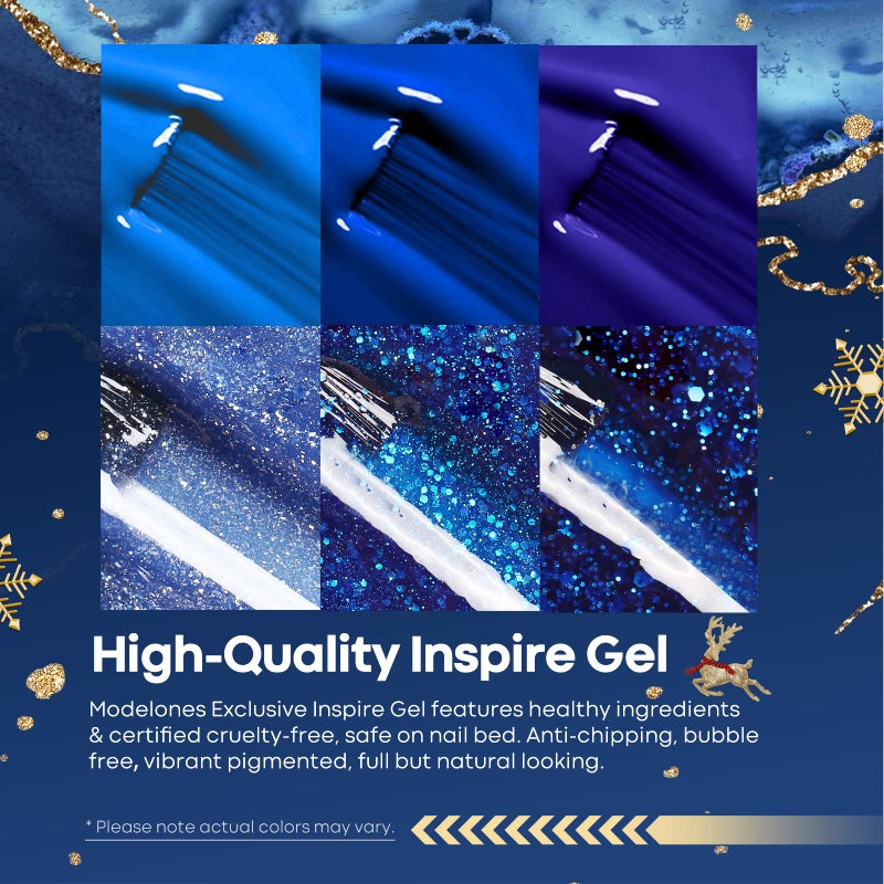 modelones Blue Gel Nail Polish Set, 6 Blue Christmas Color Changing Gel Polish Winter Glitter Nail Polish Gel Kit Soak Off LED Nail Art Manicure Holiday Gifts for Women Girls DIY Home Salon - Image 3