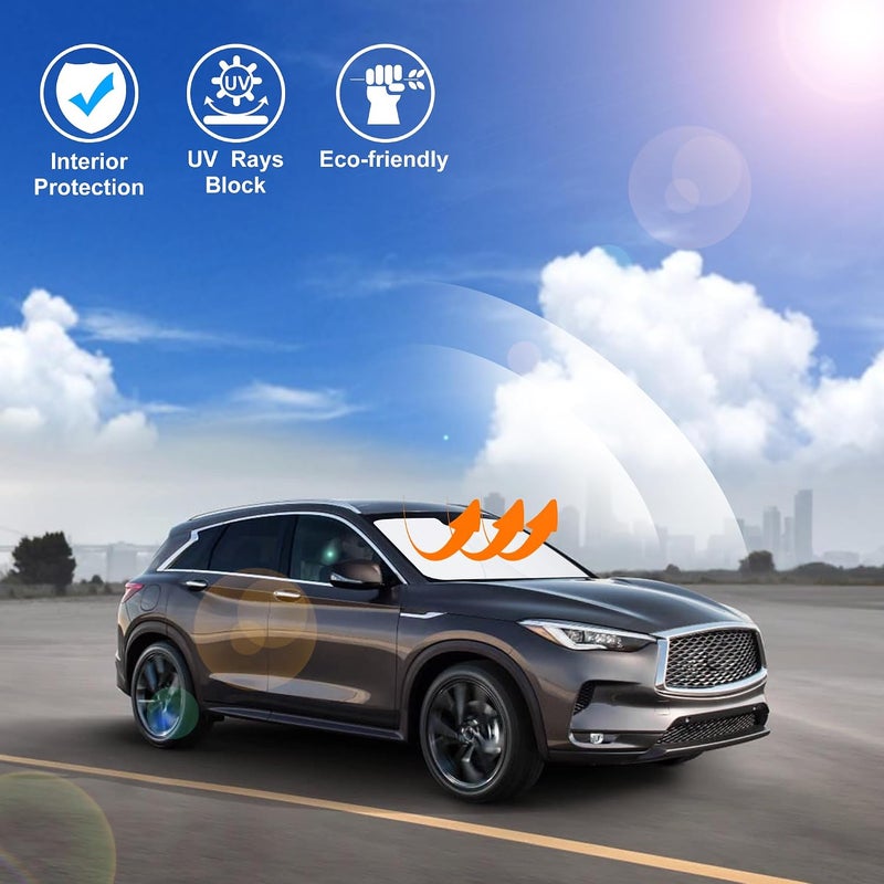 LHFLIVE Windshield Sun Shade Custom Fit for 2019-2021 Infiniti QX50 & 2021-2025 2026 QX55 Accessories Foldable Sunshade Sun Blocker Protect Car from Sun Rays & Heat Damage Keep Car Cooler - Image 5