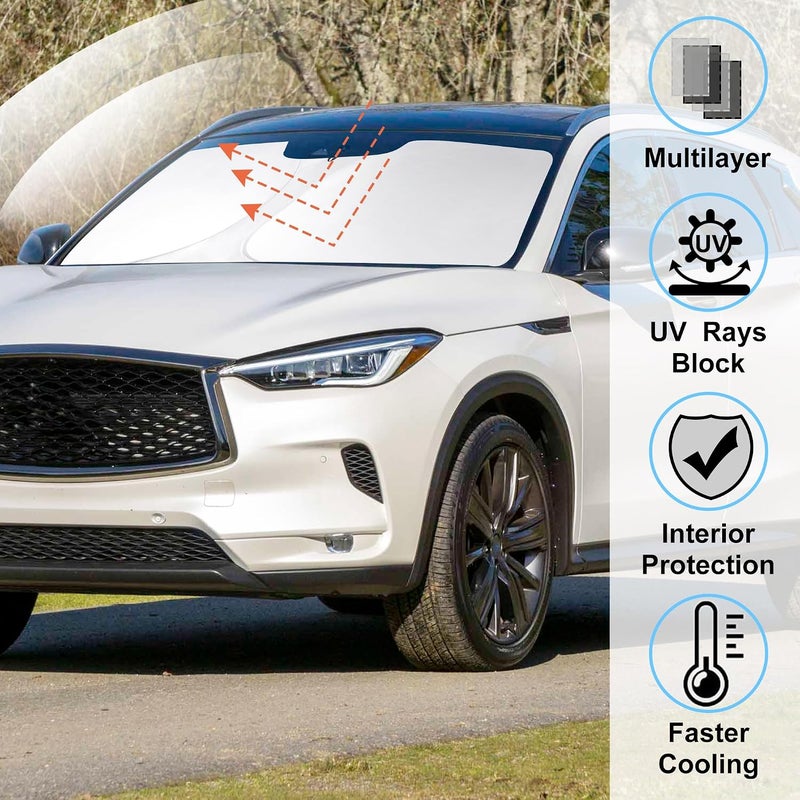 LHFLIVE Windshield Sun Shade Custom Fit for 2019-2021 Infiniti QX50 & 2021-2025 2026 QX55 Accessories Foldable Sunshade Sun Blocker Protect Car from Sun Rays & Heat Damage Keep Car Cooler - Image 2