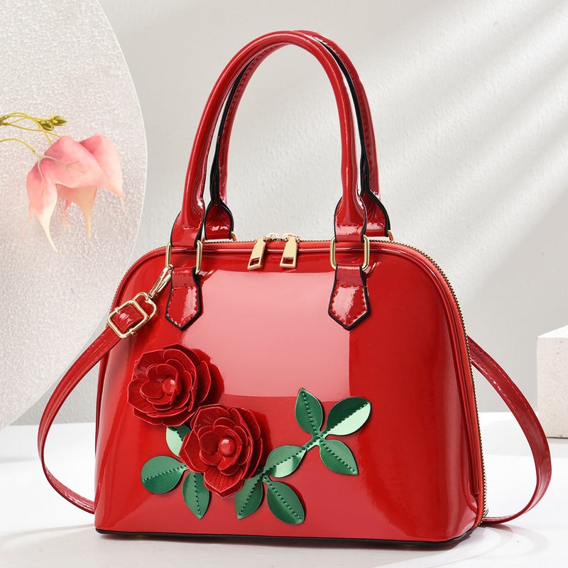 3D Decal Patent Leather Shell Bag Shoulder Satchel Crossbody Fashion Versatile Mother Gift Drop Shipping - Image 5