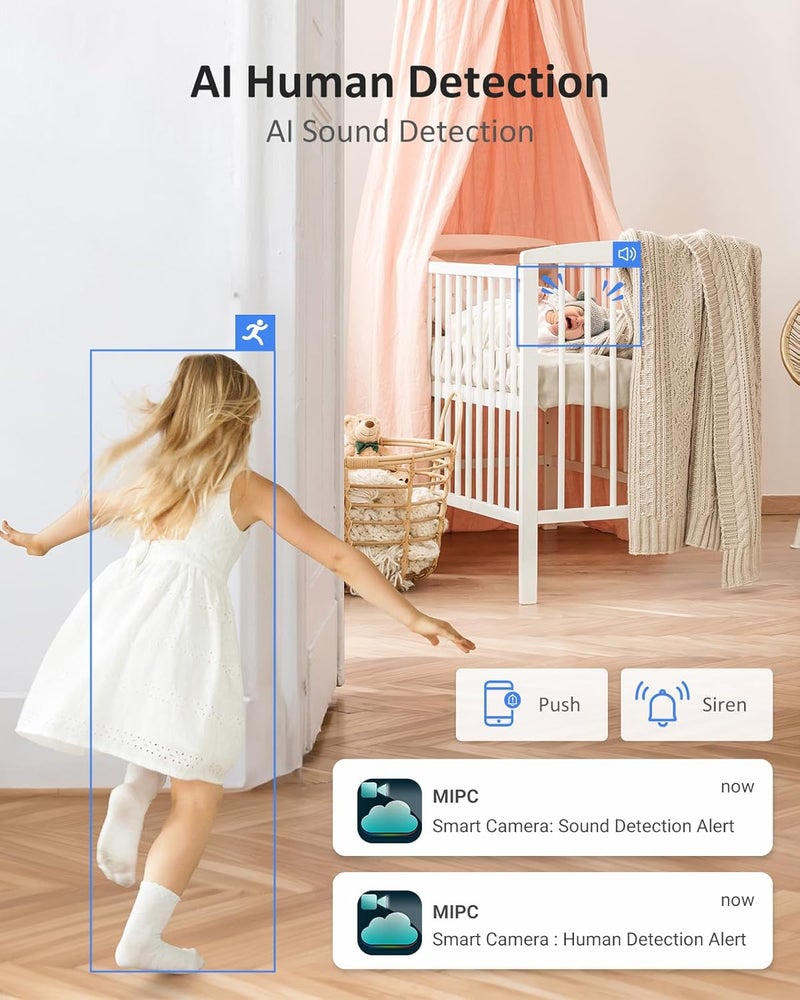 ANNKE 4K UHD Indoor Security Camera, 2.4/5 GHz WiFi Camera with 360° PTZ, Two-Way Talk, Night Vision, Smart Human Motion Detection, Cloud/SD Storage, Works with Alexa, Ideal for Baby/Pet Camera - Image 5