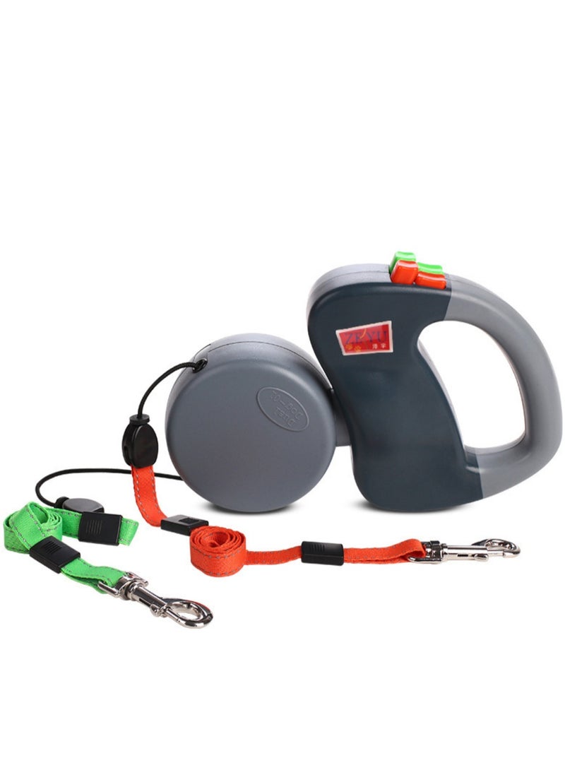 مقود عاكس قابل للسحب للحيوانات الأليفة مزود بقفل مزدوج للكوابح رمادي/أسود 22 x 10سم - Image 1