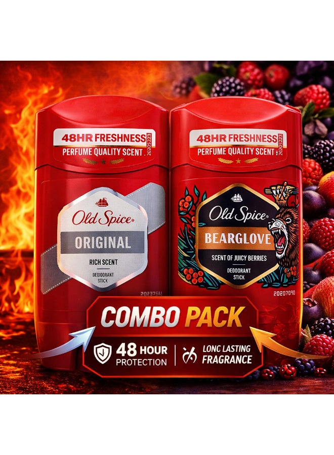 Original & Bearglove Deodorant Stick 48H Freshness 2x50 ml