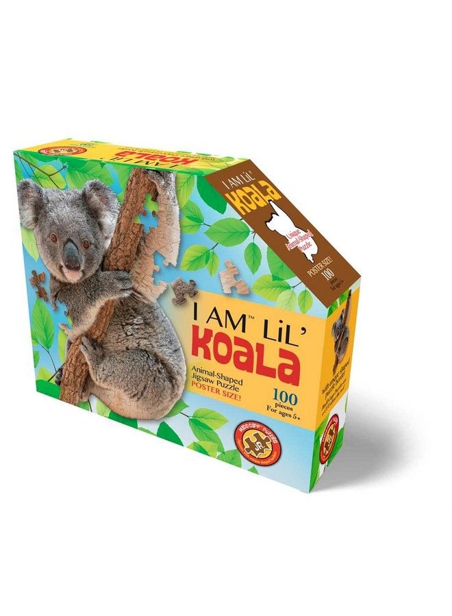 Madd Capp Lil' Koala 100 Piece Jigsaw Puzzle For Ages 5+ 4020 Unique Animal Shaped Border Poster Size When Completed Oversized Puzzle Pieces For Easy Handling Includes Educational Fun Facts - Image 1