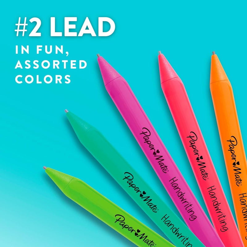 Papermate Handwriting Triangular Mechanical Pencil Set with Lead & Eraser Refills, 1.3mm, 8 Count - Back to School, Teacher Supplies, Home, Kids Writing, Fun Barrel Colors - Image 5