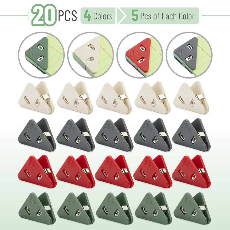 Mr. Pen- Corner Paper Clips  20Pack  4 Colors  Triangular File Corner Clip  Corner Clips For Paper  Triangle Paper Clips  Triangular Transparent File Corner Clip  Triangular Round Edge Document Clips - Image 2