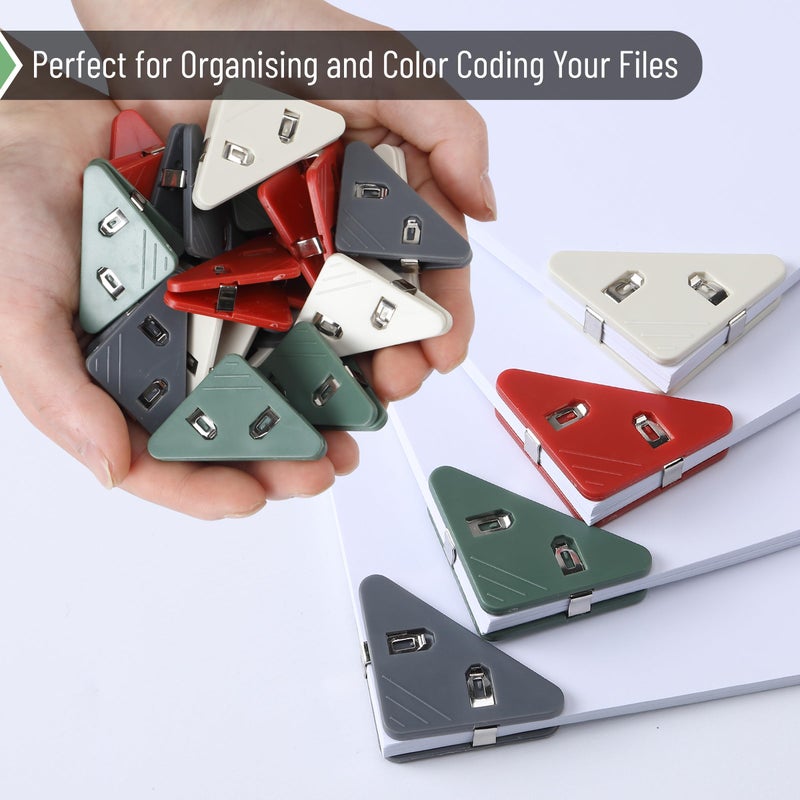 Mr. Pen- Corner Paper Clips  20Pack  4 Colors  Triangular File Corner Clip  Corner Clips For Paper  Triangle Paper Clips  Triangular Transparent File Corner Clip  Triangular Round Edge Document Clips - Image 3