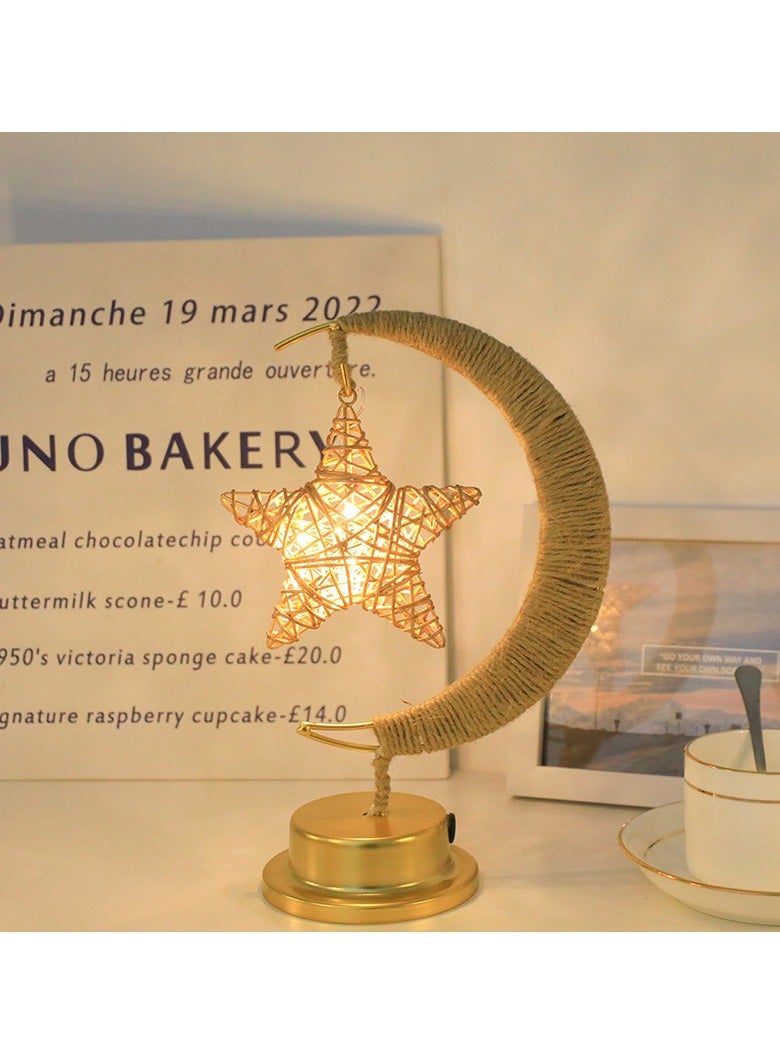 Jorunb Moon Lamp, Ramadan Decorations for Home, Eid Mubarak Decorations, Ramadan Lights, Enchanted Lunar Lamp, Half Moon Lights for Bedroom, Galaxy Light, Moon Star Night Light, Battery Operated Table Lamp - Image 1