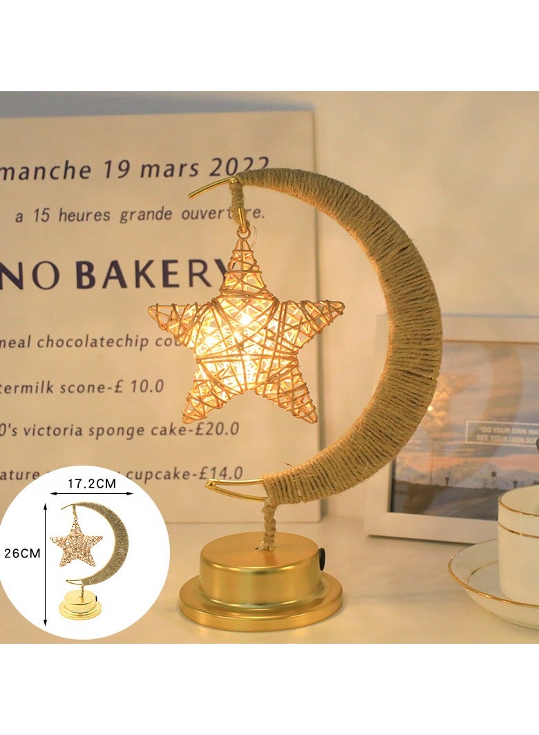 Jorunb Moon Lamp, Ramadan Decorations for Home, Eid Mubarak Decorations, Ramadan Lights, Enchanted Lunar Lamp, Half Moon Lights for Bedroom, Galaxy Light, Moon Star Night Light, Battery Operated Table Lamp - Image 2