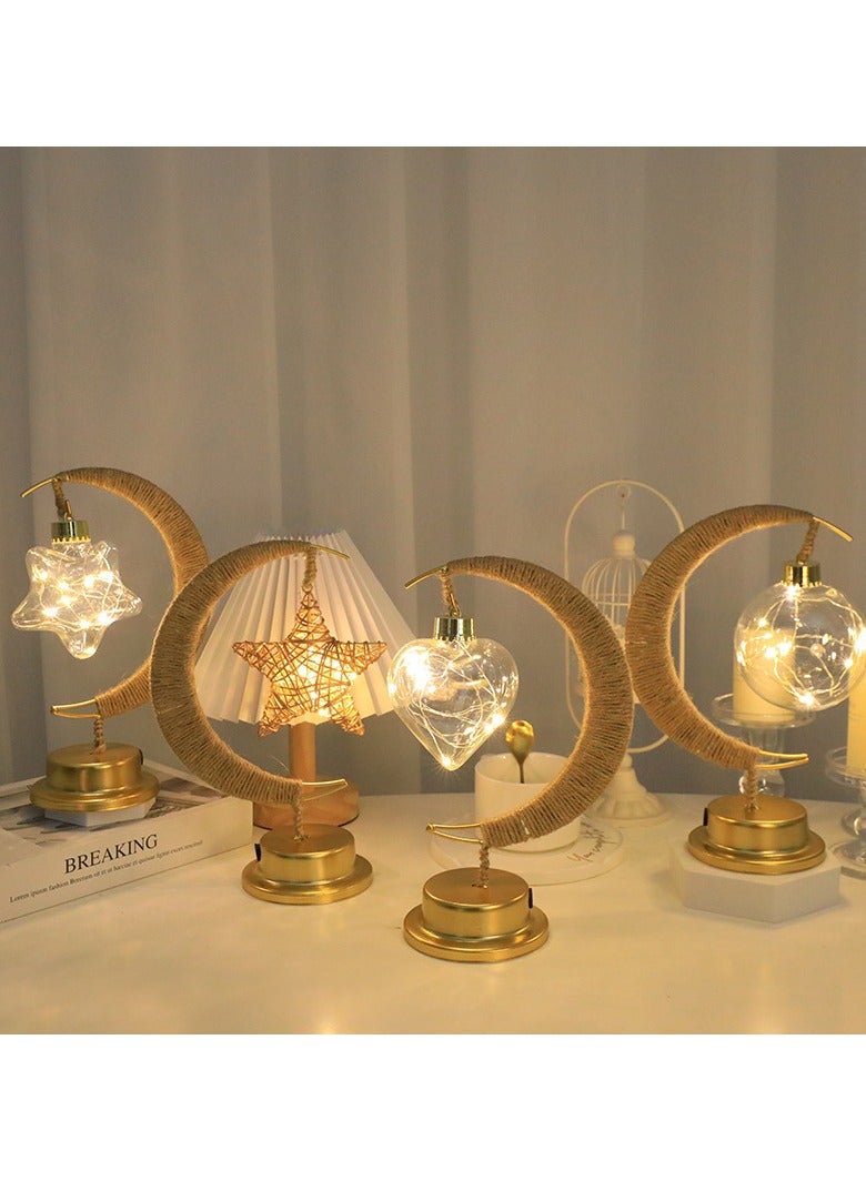 Jorunb Moon Lamp, Ramadan Decorations for Home, Eid Mubarak Decorations, Ramadan Lights, Enchanted Lunar Lamp, Half Moon Lights for Bedroom, Galaxy Light, Moon Star Night Light, Battery Operated Table Lamp - Image 4