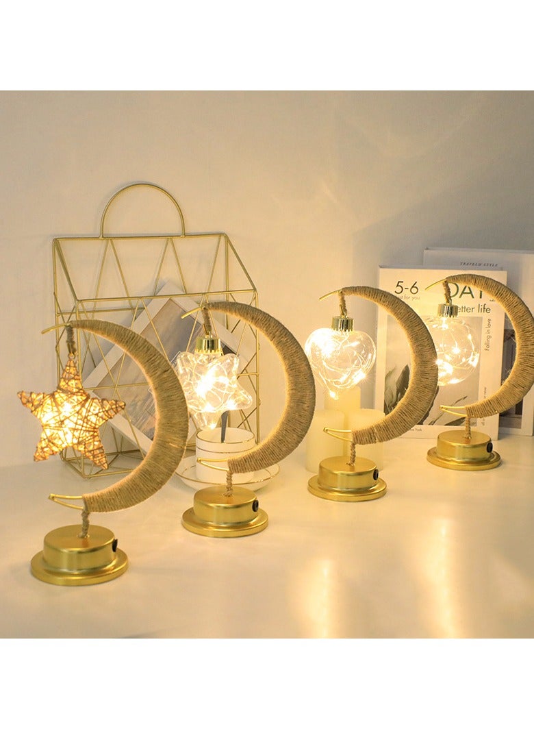 Jorunb Moon Lamp, Ramadan Decorations for Home, Eid Mubarak Decorations, Ramadan Lights, Enchanted Lunar Lamp, Half Moon Lights for Bedroom, Galaxy Light, Moon Star Night Light, Battery Operated Table Lamp - Image 3