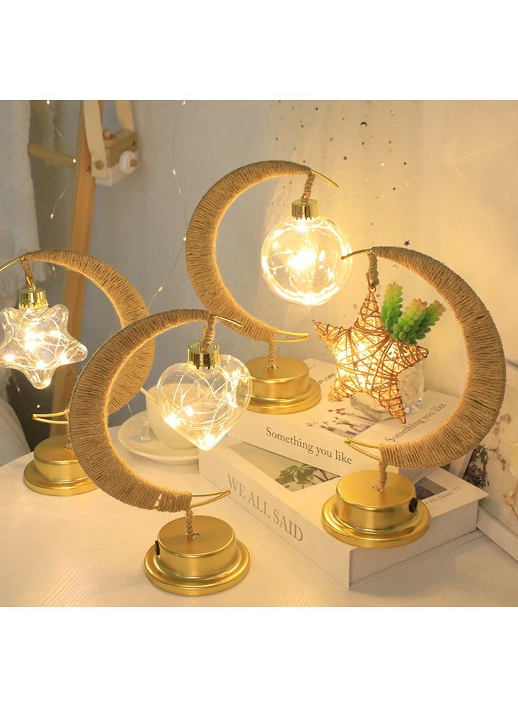 Jorunb Moon Lamp, Ramadan Decorations for Home, Eid Mubarak Decorations, Ramadan Lights, Enchanted Lunar Lamp, Half Moon Lights for Bedroom, Galaxy Light, Moon Star Night Light, Battery Operated Table Lamp - Image 5