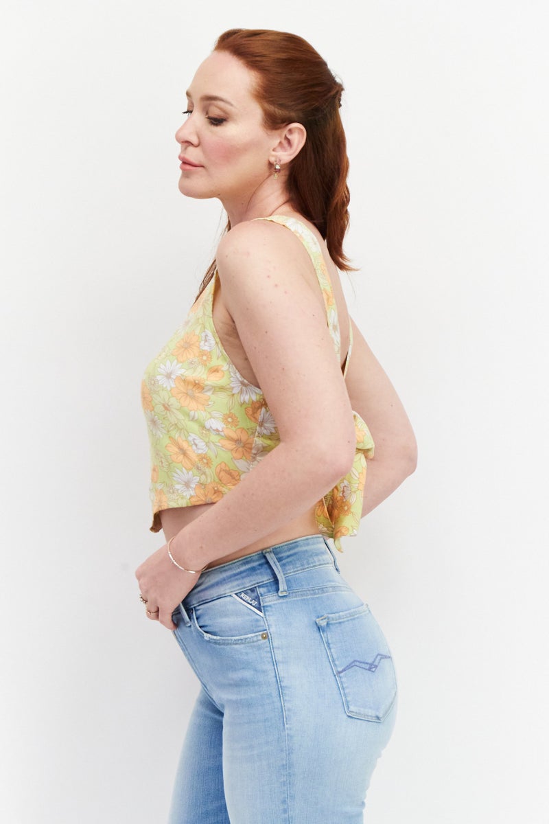 rvca Women Scoop Neck Floral Print Tank Top, Lime Green Combo - Image 2