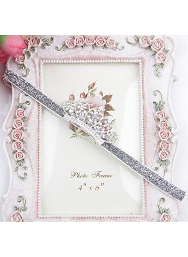 XICHEN Baby Girls Crown Headband Newborn Princess Head Band Headdress Elastic Hair Band (Crystal -2Pack) - Image 4