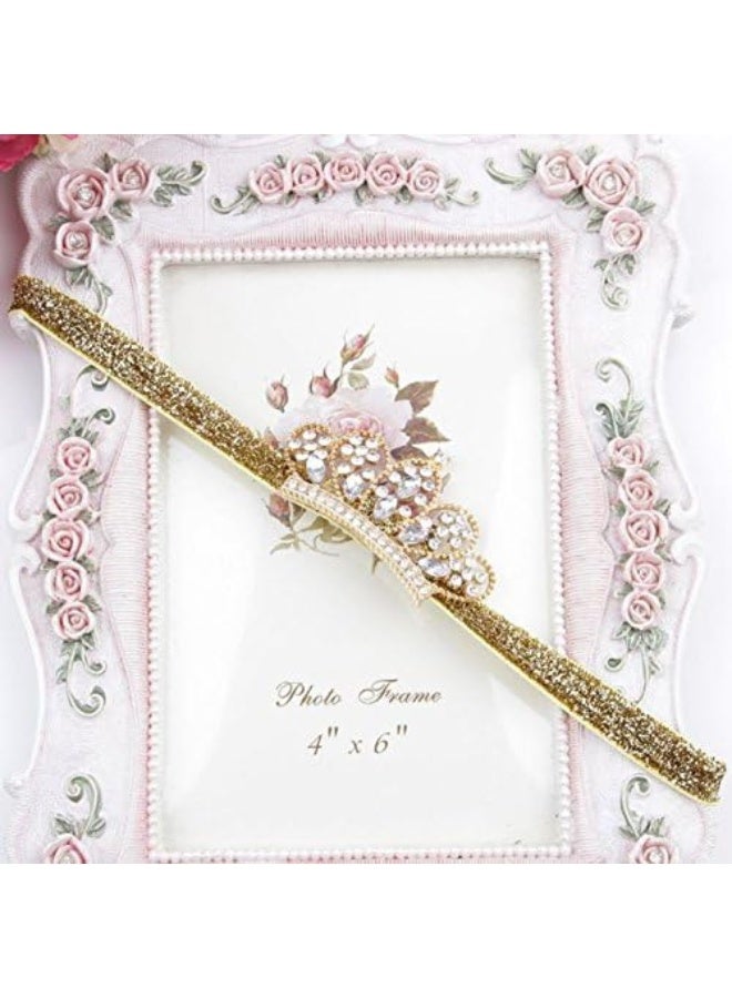 XICHEN Baby Girls Crown Headband Newborn Princess Head Band Headdress Elastic Hair Band (Crystal -2Pack) - Image 5