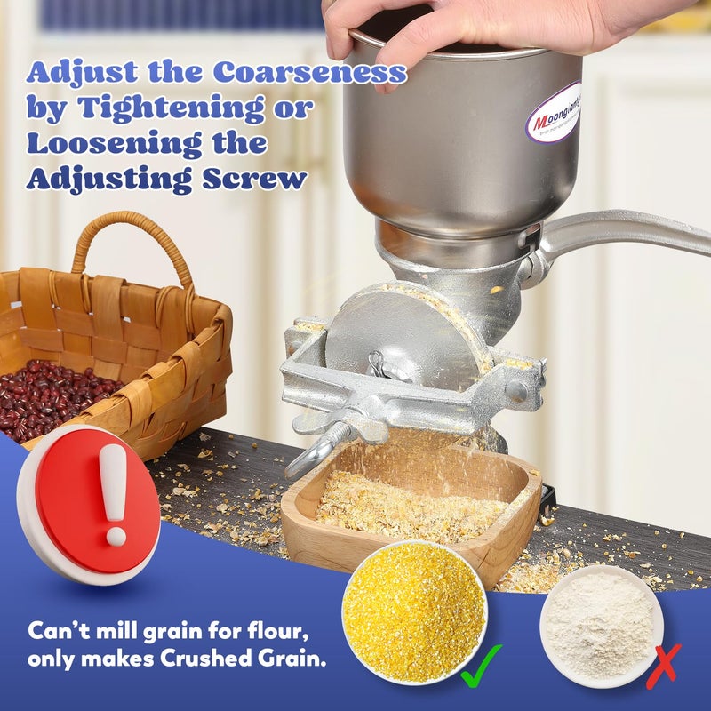 Moongiantgo Corn Grinder Mill Cast Iron Manual Grain Mill Hand Grinder with Large Hopper for Corn Barley Wheat Berries Coffee Chickpeas Poppy Seeds Pepper Dried Beans Animals Feed Home Brewing - Image 3