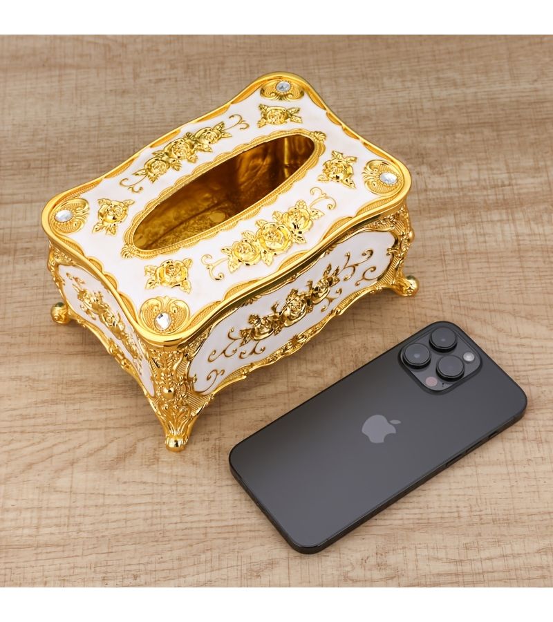 A Retro European Style Silvery White Acrylic Tissue Box Cover For Home Office Bathroom Bedroom Decoration Space Saving Organization - Image 2