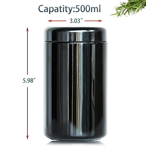 Matoolser Black Glass Airtight Storage Container Jar 500ml 1 OZ with UV Protection for Spice Coffee - Image 4