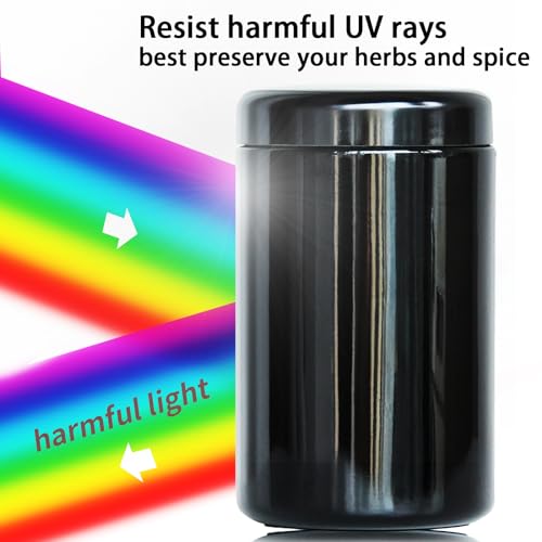 Matoolser Black Glass Airtight Storage Container Jar 500ml 1 OZ with UV Protection for Spice Coffee - Image 2