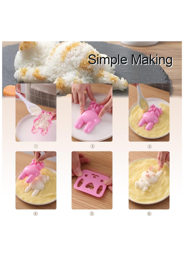 SYOSI Rice Ball Mold, 2 Pcs Rabbit Onigiri Mold Rice Shaper Molds, Sushi Rice Ball, Egg Sushi Rice Mould, Kid Lunch Bento Accessories, Rice Press Mold for Baby Kids Meal Hiking Decorating Cake  - Image 5