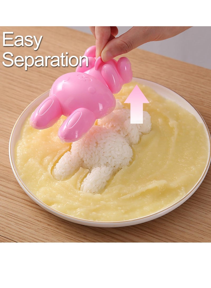 SYOSI Rice Ball Mold, 2 Pcs Rabbit Onigiri Mold Rice Shaper Molds, Sushi Rice Ball, Egg Sushi Rice Mould, Kid Lunch Bento Accessories, Rice Press Mold for Baby Kids Meal Hiking Decorating Cake  - Image 4