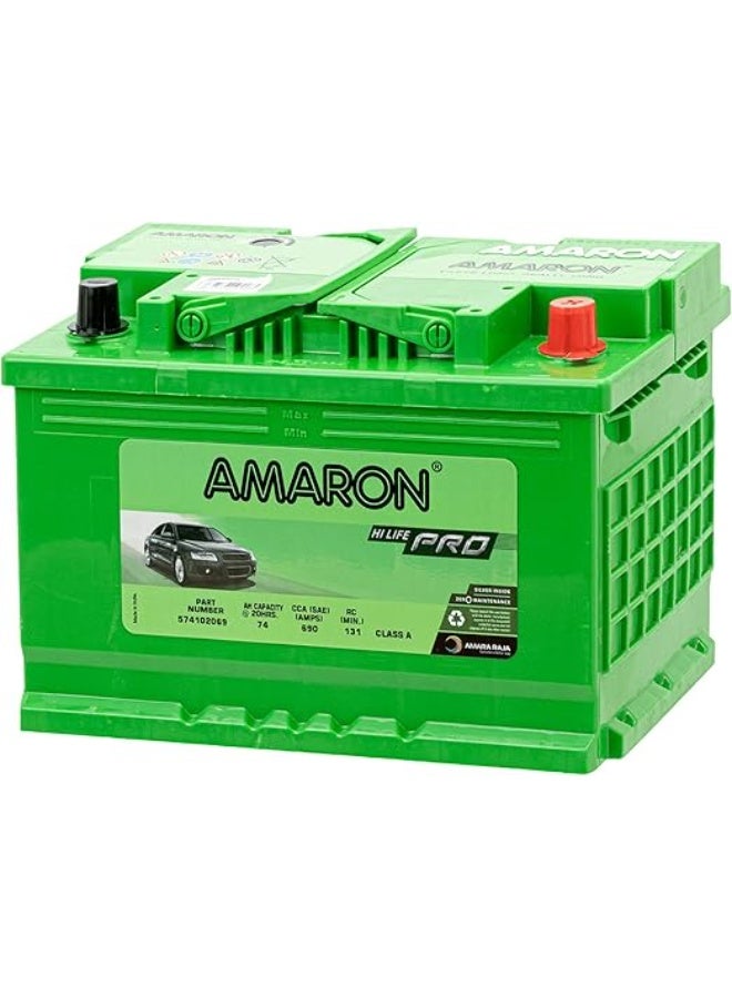 Amaron Din74 74Ah Maintenance Free Car Battery, By Din74 Amr, Din74 74Ah Battery