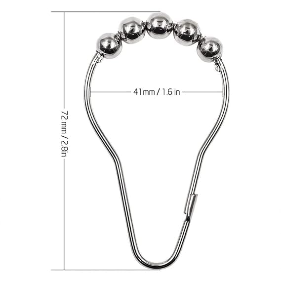 TAPAHPRIYAY TAPAHPRIYAY Set of 12 - Shower Curtain Rings, Shower Curtain Hooks for Curtain Rust Proof Metal Shower Rings Hooks for Bathroom Shower Curtains Rods Hangers - Silver  - Image 2