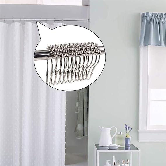 TAPAHPRIYAY TAPAHPRIYAY Set of 12 - Shower Curtain Rings, Shower Curtain Hooks for Curtain Rust Proof Metal Shower Rings Hooks for Bathroom Shower Curtains Rods Hangers - Silver  - Image 4
