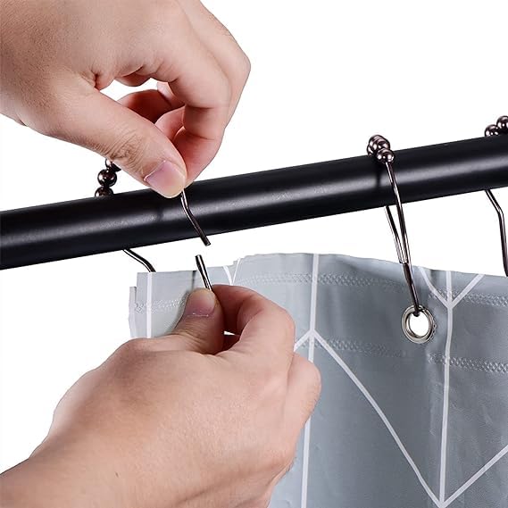 TAPAHPRIYAY TAPAHPRIYAY Set of 12 - Shower Curtain Rings, Shower Curtain Hooks for Curtain Rust Proof Metal Shower Rings Hooks for Bathroom Shower Curtains Rods Hangers - Silver  - Image 5