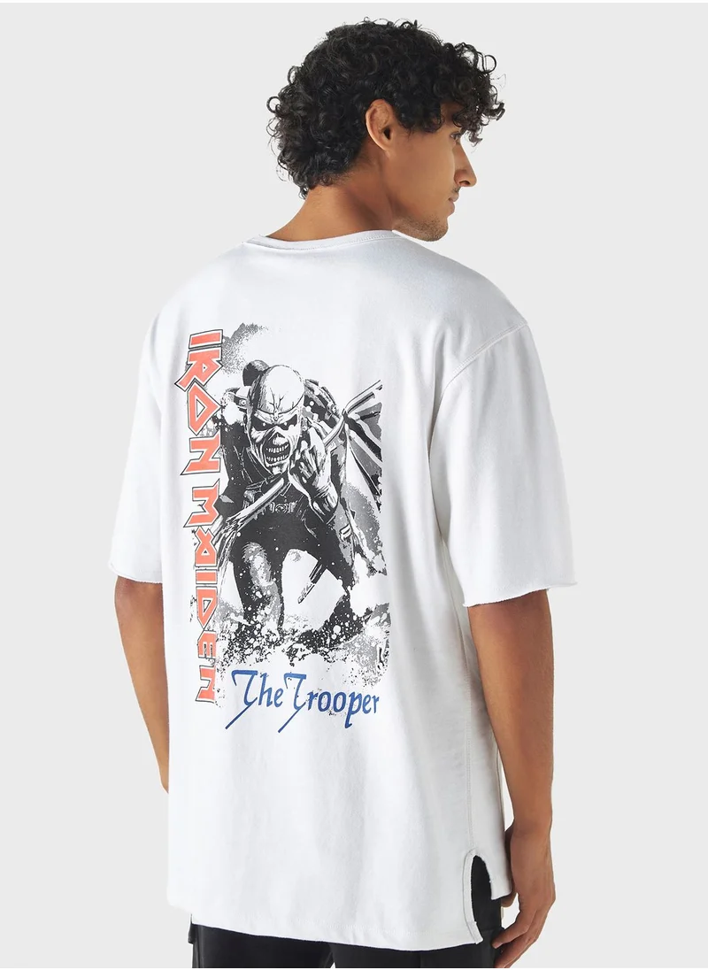 اس بي كاركترز Iron Maiden Print Crew Neck T-Shirt