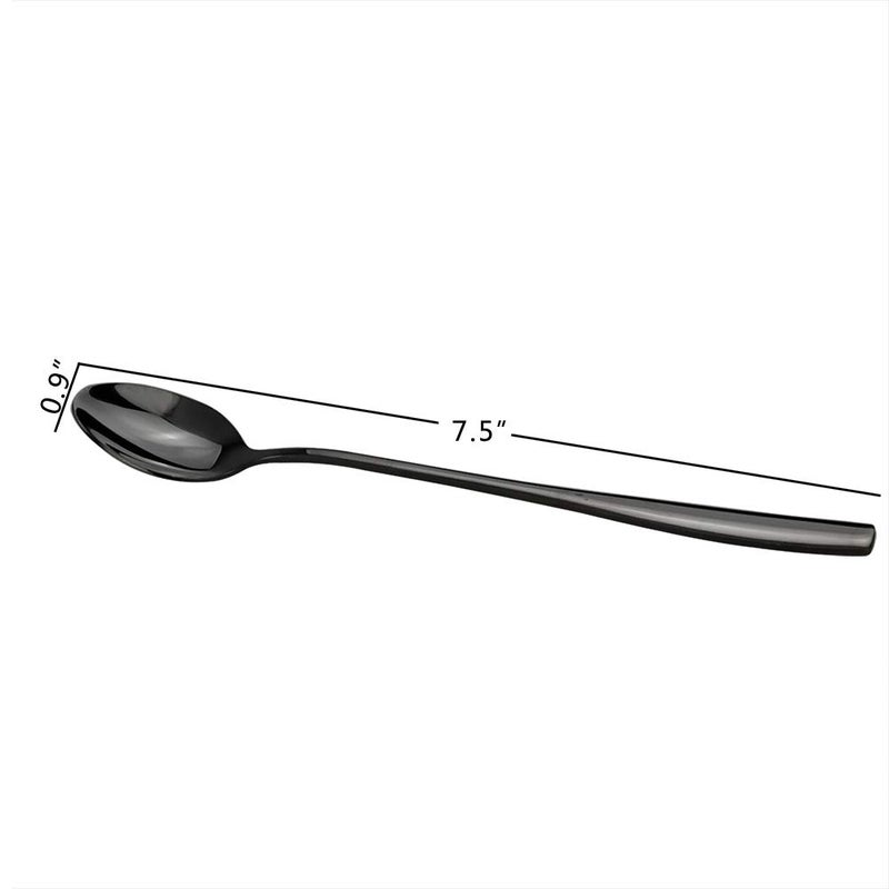Teyyvn Black Stainless Steel Iced Tea Spoon  Long Handle Stirring Spoon  Set Of 8 - Image 3
