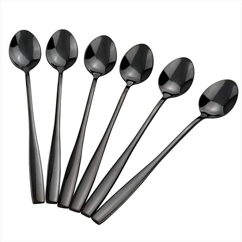 Teyyvn Black Stainless Steel Iced Tea Spoon  Long Handle Stirring Spoon  Set Of 8 - Image 1