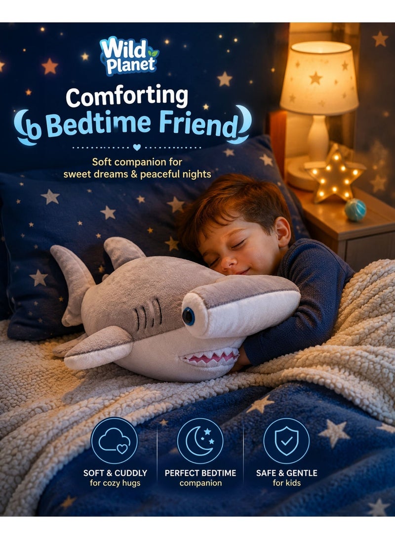 Wild Planet Hammerhead Shark Plush Toy 37cm Soft Ocean Animal Stuffed Toy for Kids Realistic Hammer Shark Plush Doll Cute Marine Life Pillow Cuddly Shark Teddy for Boys Girls Baby Toddler Birthday Gift Ocean Sea Creature Plush Toy - Image 2