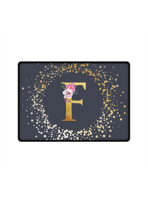 Designer Gaming Mouse Pad  Anti-Skid Mousepad Large Keyboard Mouse Pad Desk Mat Custom Monogram Initial Letter Floral Pattern Alphabet - F  (Grey)