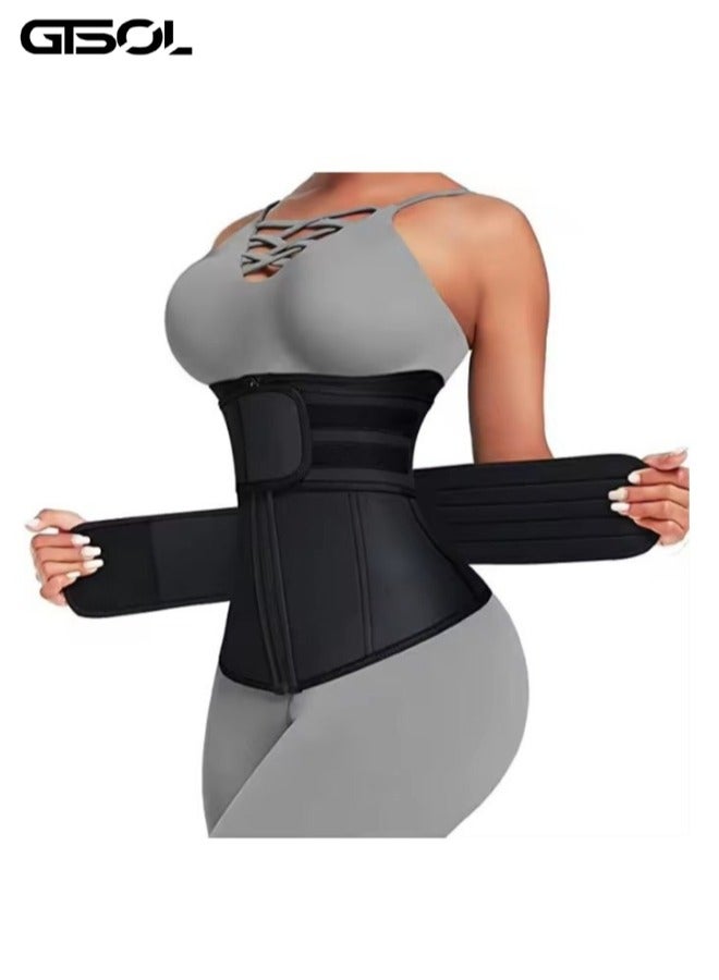GTSOL Adjustable Waist Trainer Slimming Belt With Tummy Sauna Bandage Wrap, Body Shaper Compression Wrap, Plus Size Corset Waist Trainer for Women and Men  - Image 1