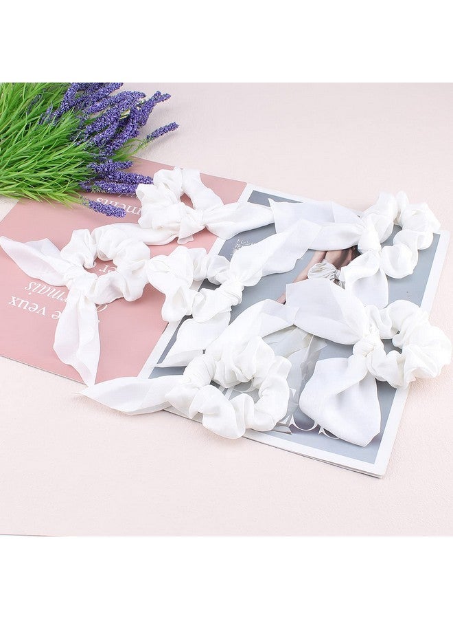 Jaciya White Scrunchies Hair Ties Silk Scrunchies For Hair Girls Hair Accessories Bunny Ears And Tail Scrunchies Hair Accessories For Women - Image 3