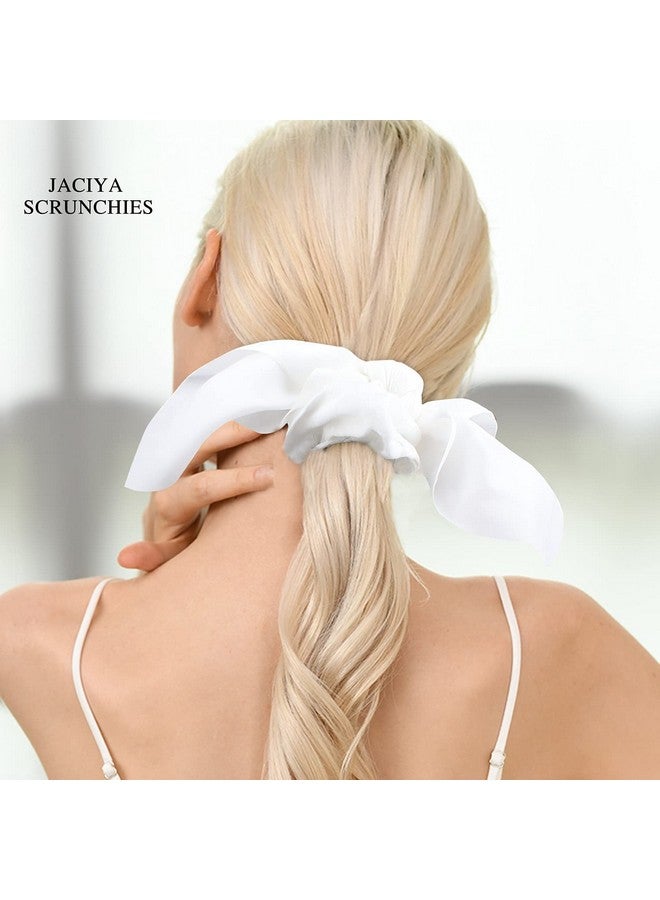 Jaciya White Scrunchies Hair Ties Silk Scrunchies For Hair Girls Hair Accessories Bunny Ears And Tail Scrunchies Hair Accessories For Women - Image 5
