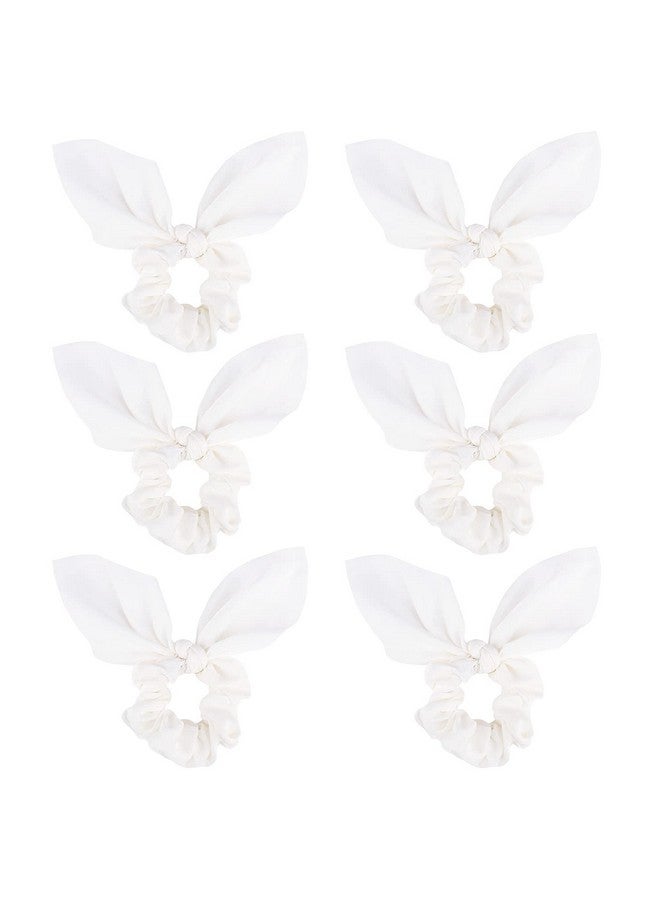 Jaciya White Scrunchies Hair Ties Silk Scrunchies For Hair Girls Hair Accessories Bunny Ears And Tail Scrunchies Hair Accessories For Women - Image 1