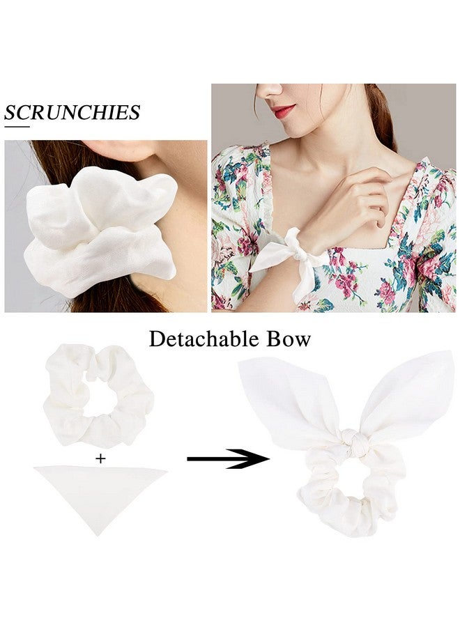 Jaciya White Scrunchies Hair Ties Silk Scrunchies For Hair Girls Hair Accessories Bunny Ears And Tail Scrunchies Hair Accessories For Women - Image 2