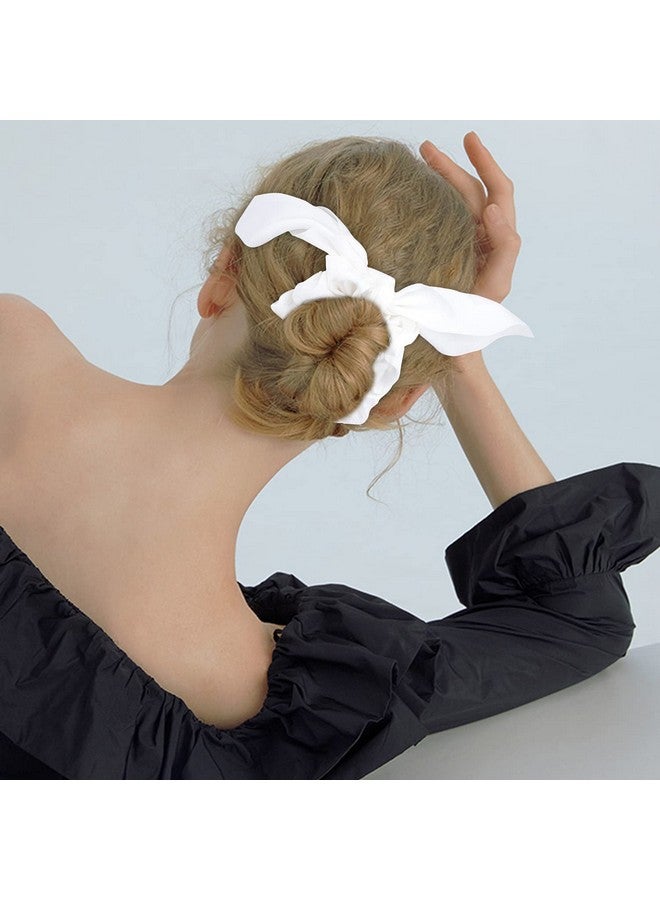Jaciya White Scrunchies Hair Ties Silk Scrunchies For Hair Girls Hair Accessories Bunny Ears And Tail Scrunchies Hair Accessories For Women - Image 4