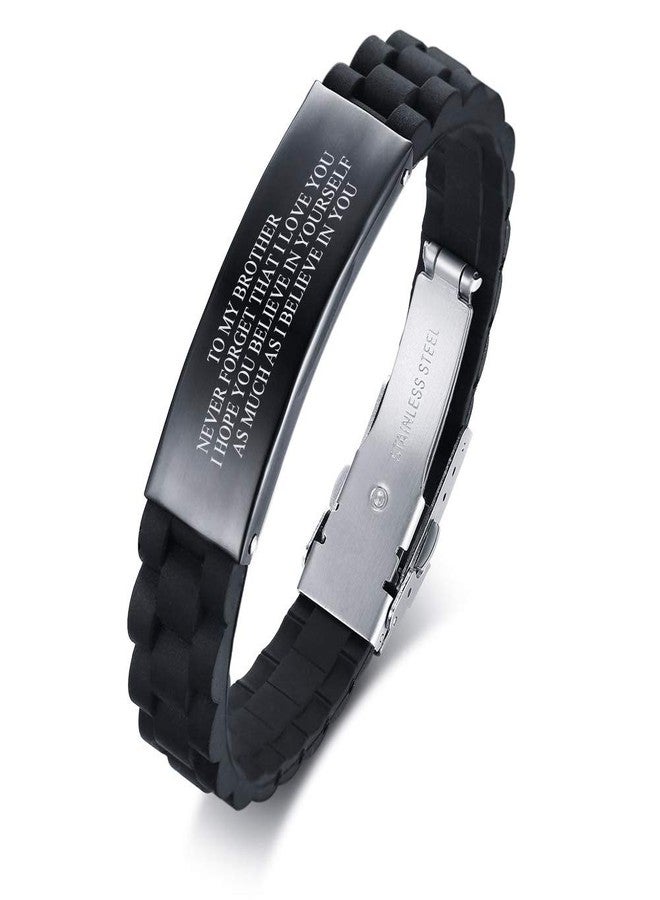 MEALGUET to My Brother Gift Bracelet Men Inspirational Message Engraved Silicone Wristband for Men Never Forget That I Love You Engraved - Image 1