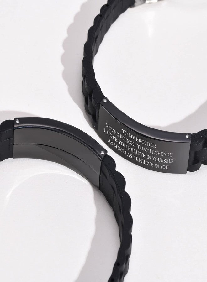 MEALGUET to My Brother Gift Bracelet Men Inspirational Message Engraved Silicone Wristband for Men Never Forget That I Love You Engraved - Image 3