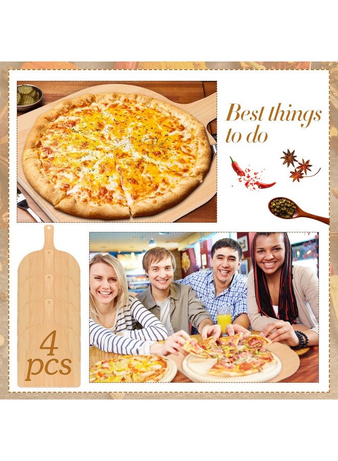 Nuogo Nuogo 4 Pcs Wood Pizza Peel 12 Inch Wood Pizza Spatula Paddle Natural Cutting Board with Handle for Restaurant Baking Homemade Bread Cutting Fruit Vegetables Cheese  - Image 4