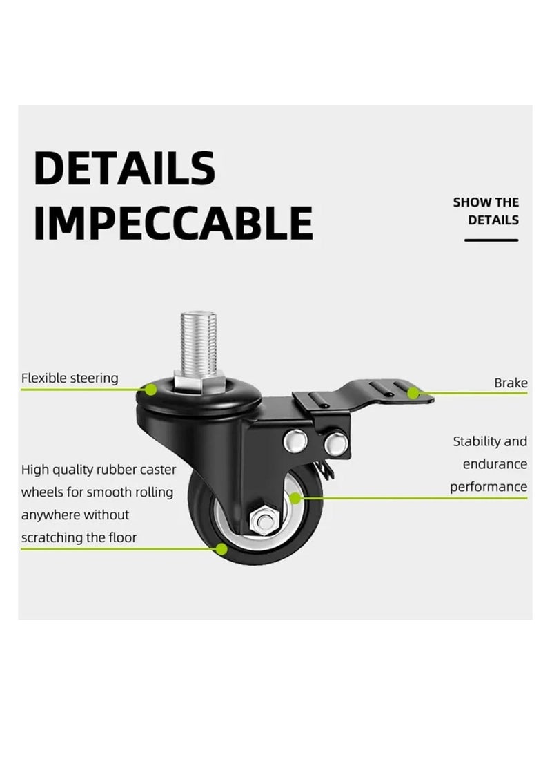 TIGER عربة حامل التلفاز المتحركة 32"-70" – قاعدة تلفاز مسطحة قابلة للتعديل في الارتفاع مع عجلات قابلة للقفل، 2 رفوف AV، أقصى VESA 600x400mm، مثالية لشاشات LED وLCD وPlasma (70x43x180cm) - Image 4
