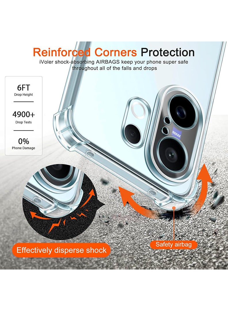 Case Up Clear Case for Vivo X200 FE Shock-Absorption TPU Cell Phone Cover with Reinforced Corners, Soft Flexible & Crystal Clear Protective Bumper Case - Image 2